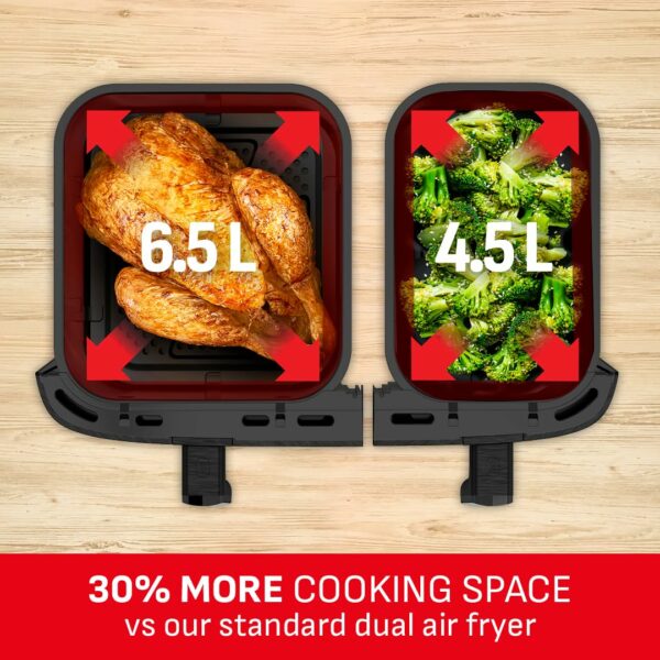 Tefal XXL Dual Easy Fry 11L Air Fryer, Dual Drawer, No Oil, Extra Crisp, Roast, Bake, Reheat, Dehydrate, 7 Pre-set Programs, Dishwasher Safe