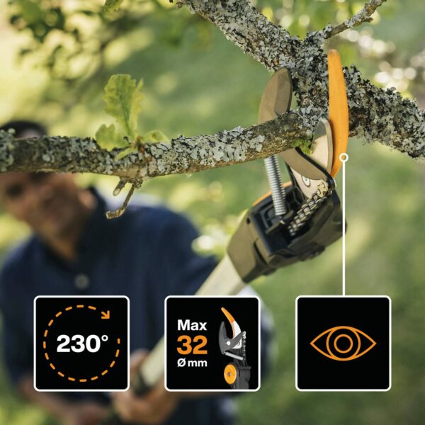 Fiskars PowerGear X Telescopic Tree Pruner UPX86, Non-stick Coated, Steel Blade/Aluminium Handle, Length 2.4 - 4 m, Black/Orange, 1023624