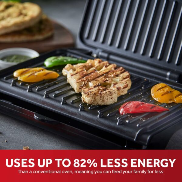 George Foreman Medium Electric Fit Grill [Non stick, Healthy, Griddle, Toastie, Hot plate, Panini, BBQ, Energy saving, Vertical storage, Easy clean, Drip tray, Ready to cook light] Black, 1630W 25810