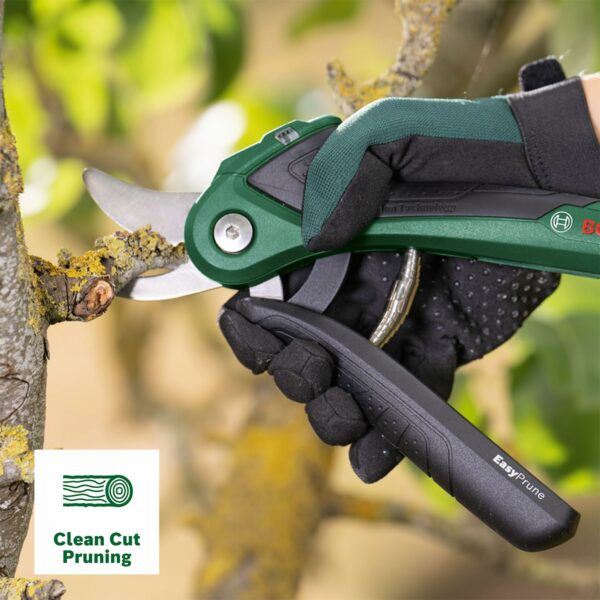 Bosch Cordless Secateurs EasyPrune (Integrated 3.6 Volt Battery; 450 Cuts per Battery Charge; Rechargeable with Micro-USB Cable; in Carton Packaging)