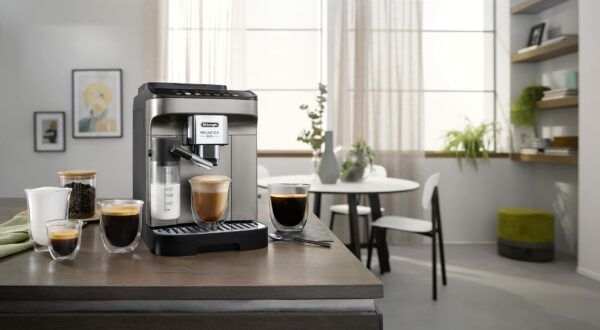 De'Longhi Magnifica Evo ECAM290.83.TB, Fully Automatic Coffee Machine with Milk Frother, Compact Size Bean to Cup Machine, LatteCrema Hot System, 7 Recipes, Soft Touch Colored Display, Black