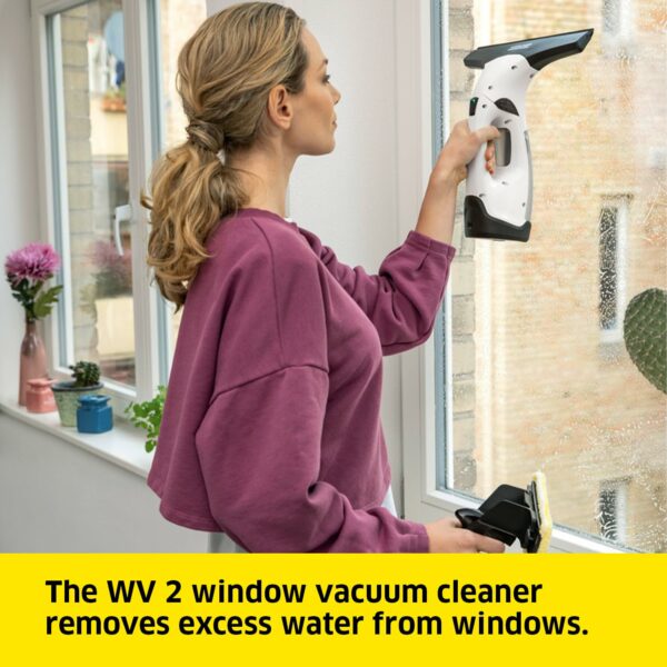 Kärcher Window Vac WV 2, Battery Running Time: 35 min, LED Display for Battery Status, Suction Nozzle: 280 mm for Streak-Free Cleaning, Weight: 0.6 kg