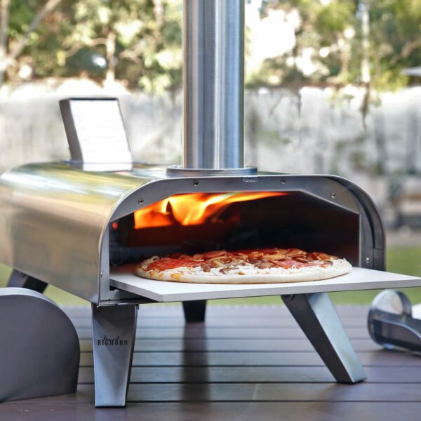 BIG HORN OUTDOORS Pizza Ovens Wood Pellet Pizza Oven Wood Fired Pizza Maker Portable Stainless Steel Pizza Grill