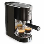 Krups Virtuoso Pump Espresso Machine, Sleek Compact Design, Auto Flow-Stop, Espresso and Cappuccino Maker, Black Stainless Steel, XP444GG0