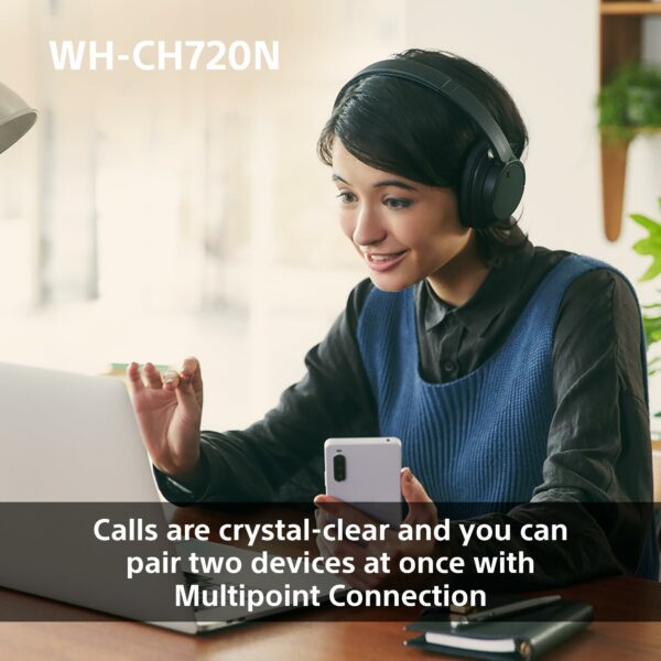 Sony WH-CH720N Wireless Bluetooth Noise Cancelling Over-Ear Headphones, Ambient Sound Mode, Lightweight Design, up to 50 hr battery life, iOS & Android - Black