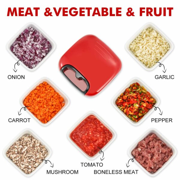 Manual Pull Food Chopper, Hand Pull String Onion Chopper Dicer for Kitchen, Easy Cleaning food Chopper for Vegetables, Fruits (500 ML)