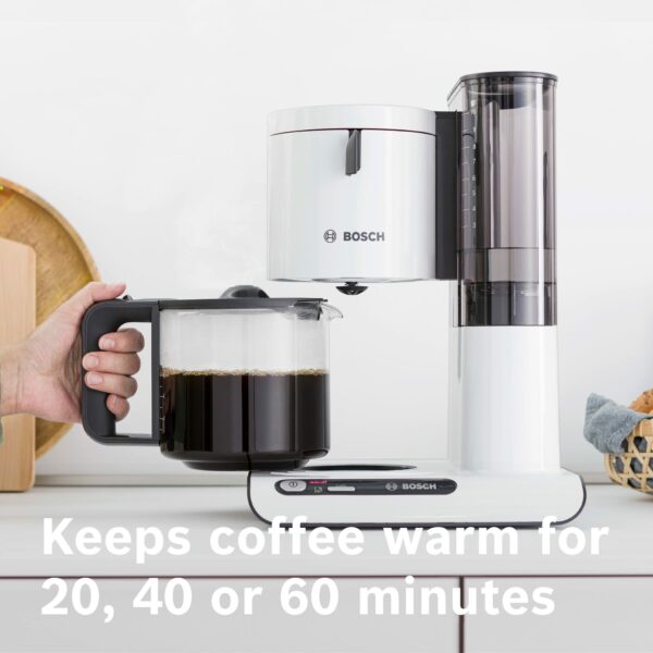 Bosch Styline TKA8011GB Filter Coffee Machine, 10 – 15 cups, 1.38 Litres - White