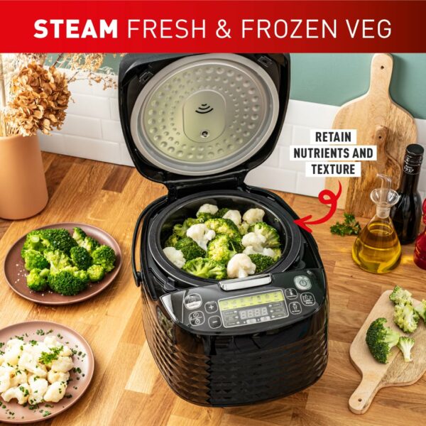 Tefal SpheriCook 16-in-1 Multicooker, Slow Cooker, Rice Cooker, Steam, Keep Warm, Browning, Dishwasher Safe Bowl, 16 programs, 5 Litres, Black, 820W, RK745840