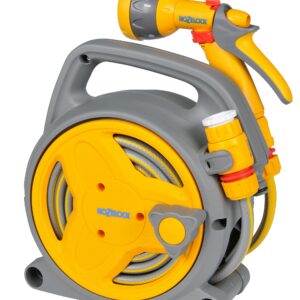 HOZELOCK - Mini Reel "Pico Reel" 10m : Ideal for Patios, Balconies and Small Gardens, Compact Streamlined Reel, Effortless Rewinding, Supplied with 1 Multi Spray Gun: Ready to Use [2425 0000]
