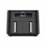 Ninja Foodi Dual Zone Digital Air Fryer, 2 Drawers, 7.6L, 6-in-1, Uses No Oil, Air Fry, Max Crisp, Roast, Bake, Reheat, Dehydrate, Cooks 4-6 Portions, Non-Stick, Dishwasher Safe Baskets, Black AF300UK