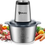 Mini Chopper Electric Food Processor with 2 Litre Stainless Steel Bowl, 2 Speeds, 4 Bi-Level Blades,500W, Silver