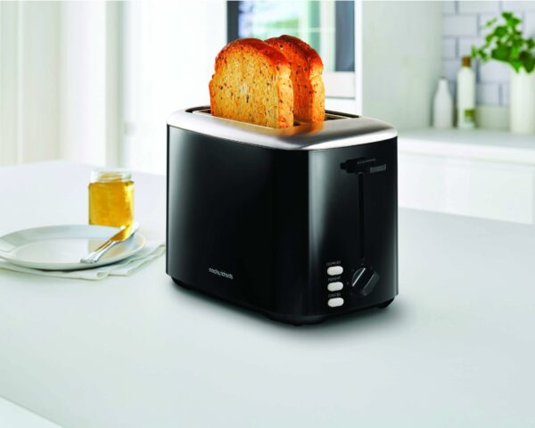 Morphy Richards Equip Black 2 Slice Toaster - Defrost And Reheat Settings - 2 Slot - Stainless Steel - 222064
