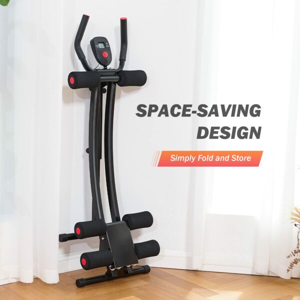 ZELUS Ab Machine for Home Gym, Core Strength Training Equipment for Home Fitness, Ab Crunch Coaster with 4 Intensities and Digital Display, Foldable Core Trainer for Abdominal Workout