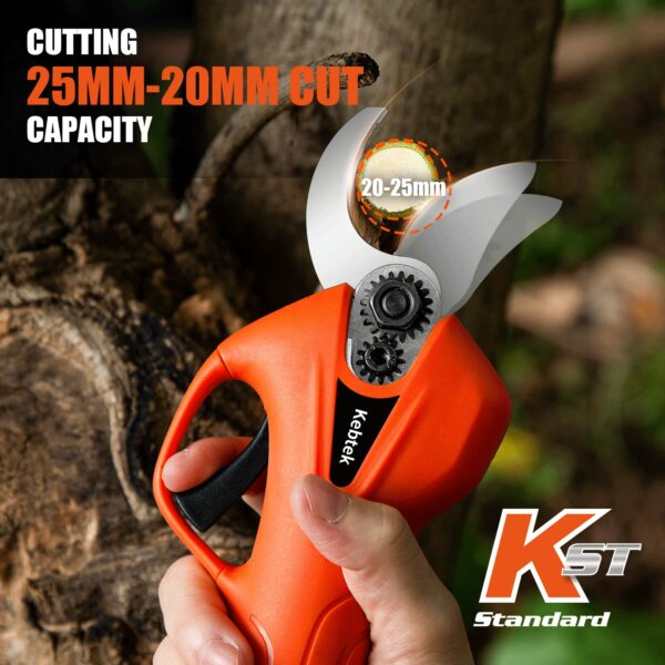 Kebtek Electric Secateurs,16.8V Cordless Pruning Shears Battery Powered Pruner Electric Branch Scissors with Brushless Motor, 25mm Max Diameter (YDN-B007)