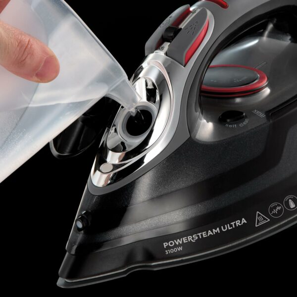 Russell Hobbs Steam Iron [3100W, 210 g/min extra steam boost, 70 g/min steam] Power Steam (350ml, ceramic soleplate, self-cleaning & spray water function, anti-limescale, drip stop) 20630