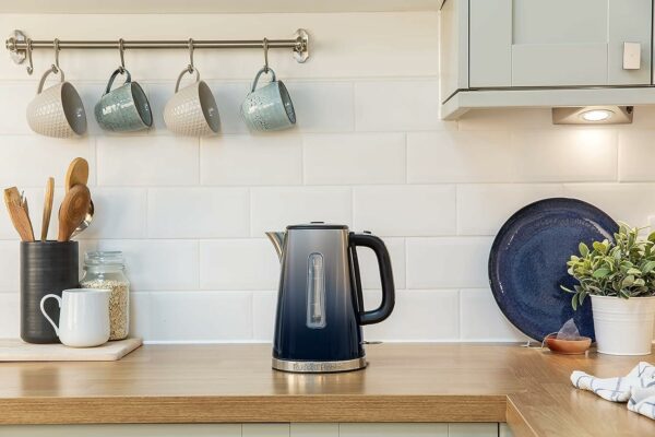 Russell Hobbs Eclipse Stainless Steel & Midnight Blue Ombre 1.7L Electric Cordless Kettle (Quiet & Fast Boil 3KW, Removable washable anti-scale filter, Easy push button lid, Perfect pour spout) 25111
