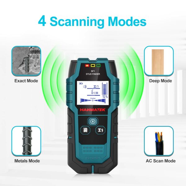 Hanmatek Stud Finder SF1 Wall Scanner 4 in 1 Electronic Stud Sensor with Depth Tracker, Unit Change, for Wood, Metal, Cables, Circuits Detect in Walls