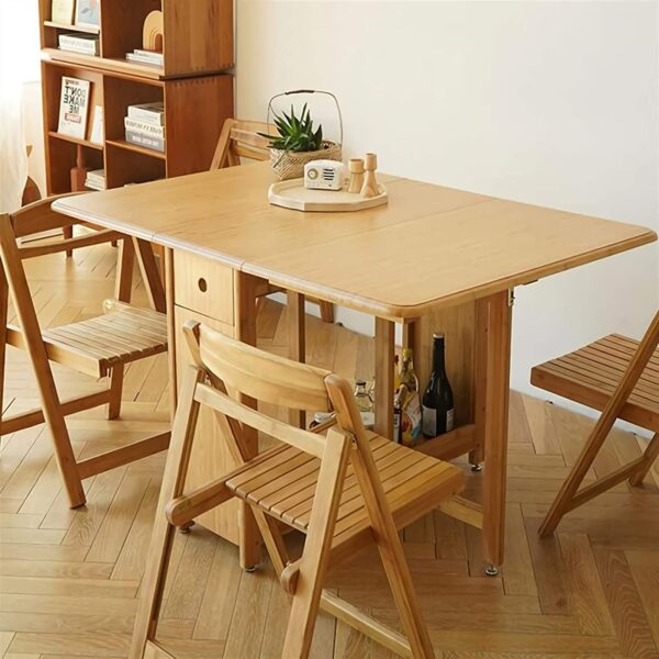 Folding Dining Table with 4 Chairs, Drop Leaf Table for Small Space, Folding Kitchen Table, Space Saving Dining Room Table
