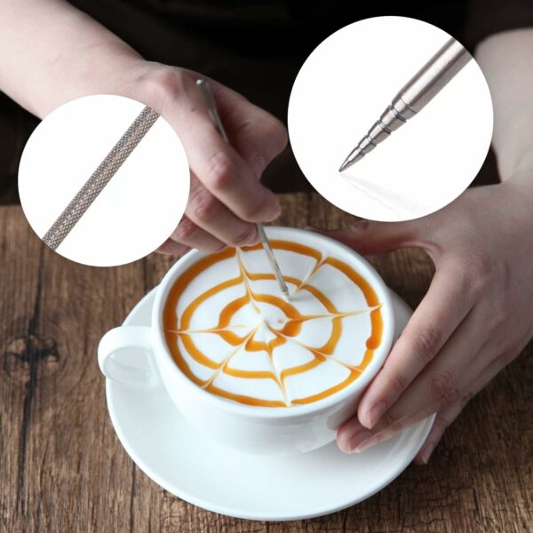 Milk Frothing Jug 350ml (12oz) Stainless Steel Milk Pitcher Cup Barista Milk Jug and Latte Decorating Art Pen for Making Coffee Cappuccino Frothing Milk Coffee Machine