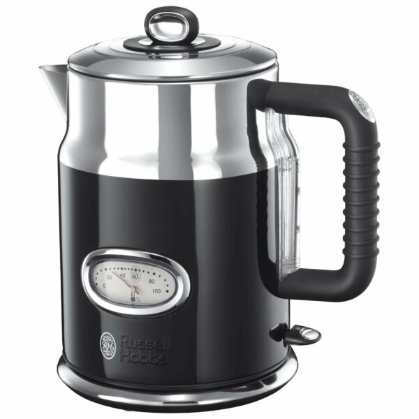 Russell Hobbs 21671-70 Retro Ribbon Electric Kettle Classic noir-21671-70, Stainless Steel, 2400 W, 1.7 liters, Black