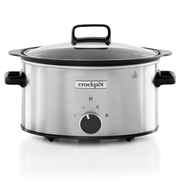 Crockpot Sizzle & Stew Slow Cooker | 3.5 L (3-4 People) | Removable Hob-Safe Bowl Sears Meat & Vegetables | Stainless Steel [CSC085], Manual