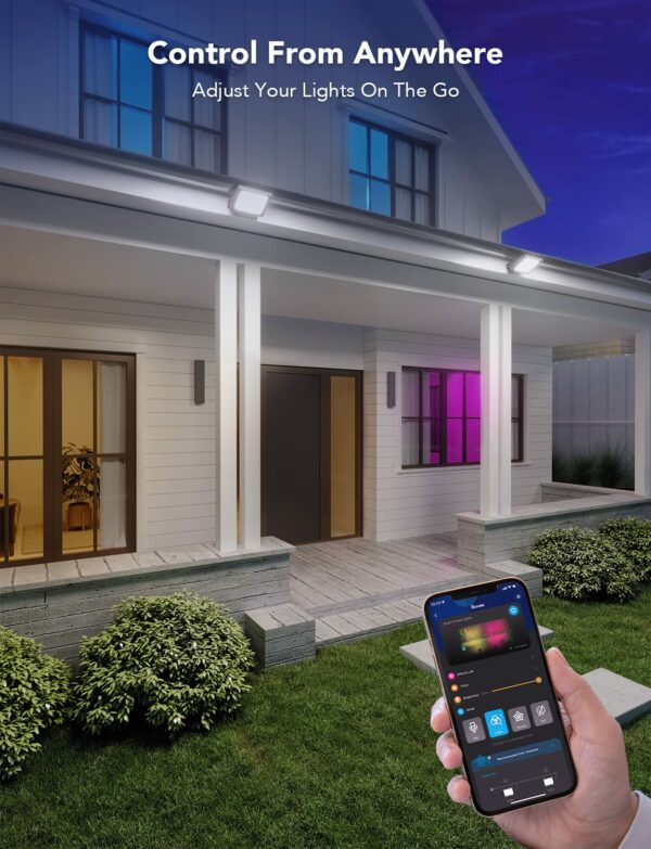 Govee Outdoor Flood Lights, Christmas Decorations Outdoor, 2200-6500K Dimmable RGBIC Warm White and Daylight, Smart WiFi APP Control, Work with Alexa, IP66 for Garden Lawn, 2 Pack