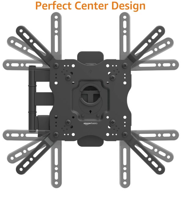 Amazon Basics TV Wall Bracket for 26-55 inch(66cm-140cm) TVs, Swivels Tilts TV Wall Mount for Flat & Curved TV, VESA 100x100mm to 400x400mm, holds up to 36kg, Black