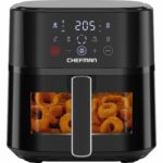 Chefman Air Fryer – 5.7L Compact Airfryer for Quick, Easy Meals, Features Hi-Fry Technology for Extra Crisp, Easy-View Window, Touch Controls with 4 Presets, Nonstick & Dishwasher Safe Basket - Black