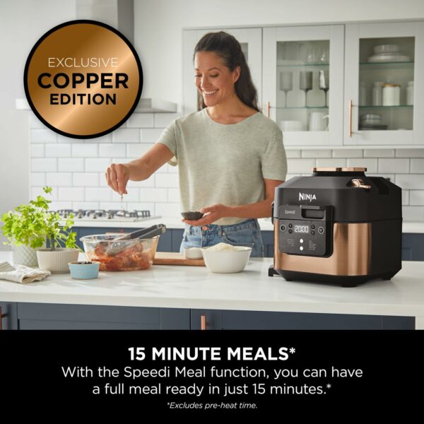 Ninja Speedi 10-in-1 Rapid Cooker, Air Fryer and Multi Cooker, 5.7L, Meals for 4 in 15 Minutes, Air Fry, Steam, Grill, Bake, Roast, Sear, Slow Cook & More, Cooks 4 Portions, Copper Black ON400UKCP