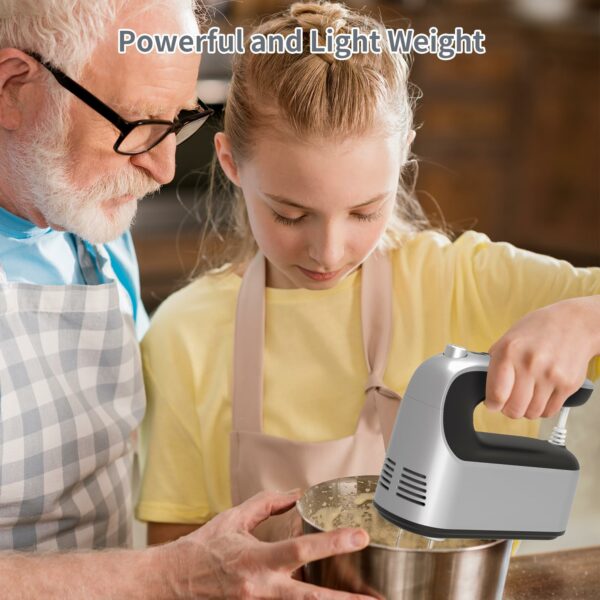 Yomelo 9-Speed Digital Hand Mixer Electric, 400W Powerful DC Motor Low Noise, Baking Mixer Handheld with Snap-On Storage Case, 5x Stainless Steel Accessories, Flat Beaters, Dough Hooks, Whisk