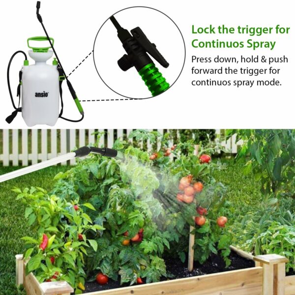 ANSIO® Garden Sprayer 5 litre Pressure Sprayer Pump Action, Weed Killer,Water Pump Sprayer, Ideal with Pesticides, Insecticides, Fungicides.