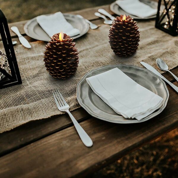 Eldnacele Pine Cone Flameless Candles Battery Operated with 6 Hour Timer Unscented Real Wax Flat Wick Flickering Pinecone LED Candles Christmas Home Holiday Decoration(2 Pack Brown)