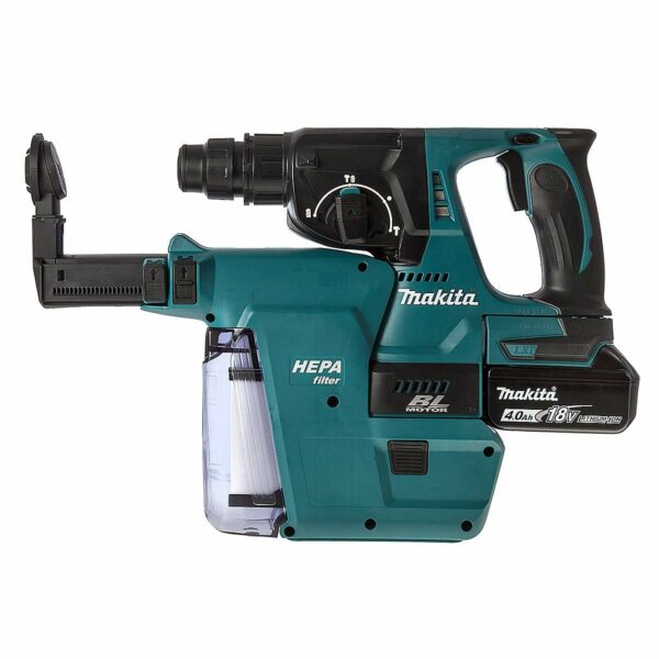 Makita Brushless Rotary Hammer Drill DHR242Z 18v LXT + DX01 Dust Extractor Unit