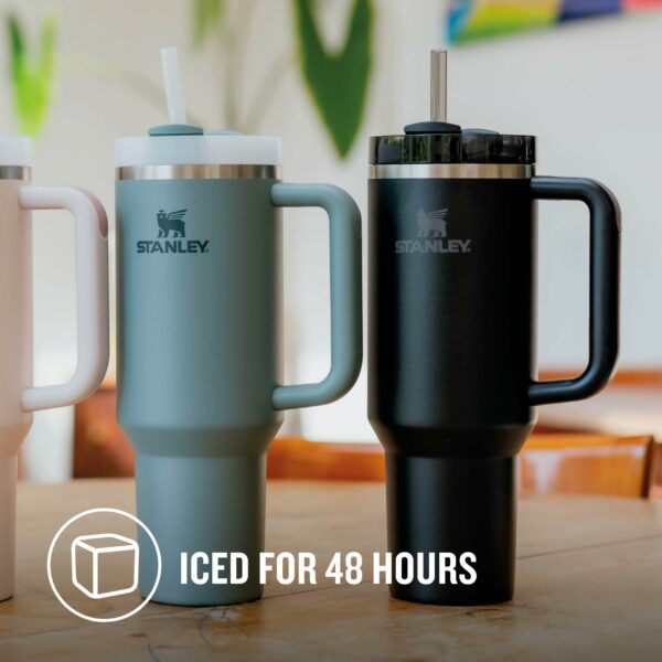 Stanley Quencher H2.0 Flowstate Tumbler 1.2L - Cold For 11 Hours - Iced For 48 Hours - Metal Water Bottle With Straw, Handle And Lid - Dishwasher Safe - Travel Mug For Cold Drinks - Black Tonal