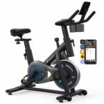 MERACH Exercise Bike with LCD Display, Stationary Bike with Exclusive App for Customized Exercise Plans, Quiet Indoor Cycling Bike Exercise Equipment for Home Gym Use, 300lbs Weight Capacity