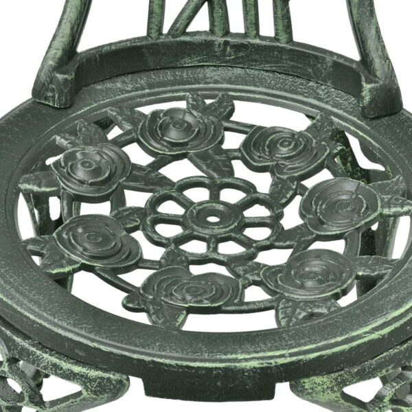 vidaXL 3 Piece Bistro Set in Green - Cast Aluminium Outdoor Dining Set with Circular Table and Two Chairs