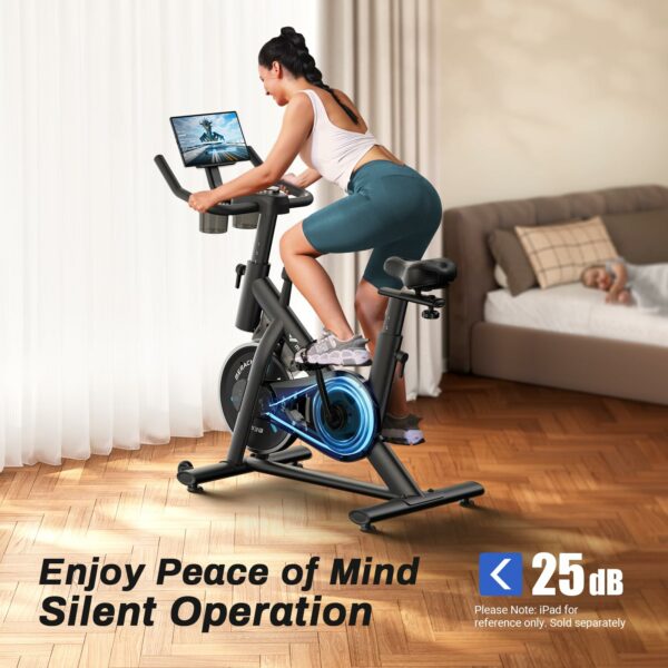 MERACH Exercise Bike with LCD Display, Stationary Bike with Exclusive App for Customized Exercise Plans, Quiet Indoor Cycling Bike Exercise Equipment for Home Gym Use, 300lbs Weight Capacity