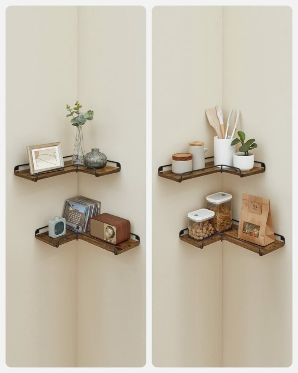Vasagle Floating Shelves, Set of 2, L-Shaped Corner Shelves for Wall, Corner Wall Shelf, Industrial Style