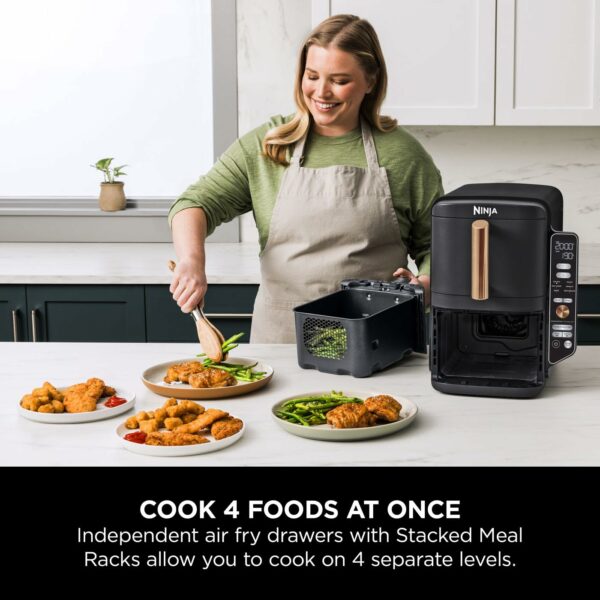 Ninja Double Stack XL Air Fryer, Vertical Dual Drawer Air Fryer with 4 cooking levels, 2 Drawers, 2 Racks, Space Saving Design, 9.5L