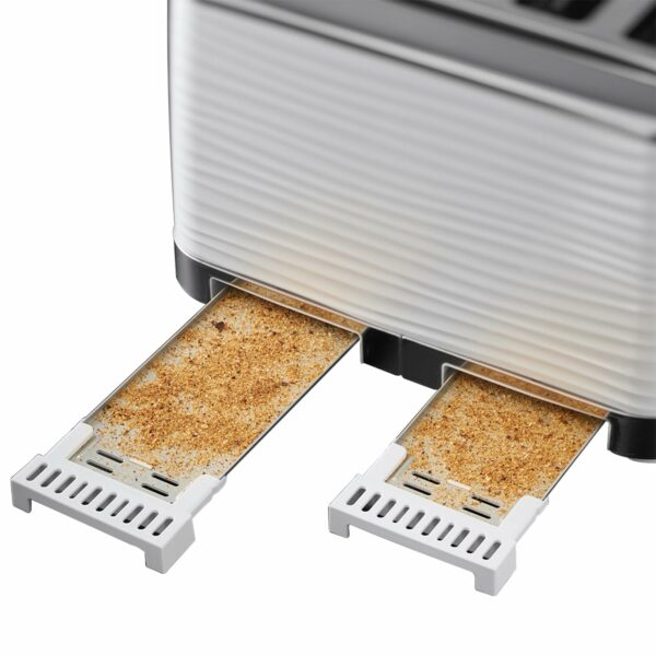Russell Hobbs Inspire 4 Slice Toaster (Extra wide slots, High lift feature, 6 Browning levels, Frozen/Cancel/Reheat function with Blue LED illumination, 1800W, White textured high gloss) 24380