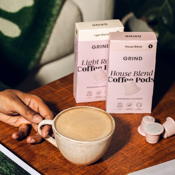 Grind House Blend Arabica Coffee Pods – Pack of 100 – Nespresso® Original Compatible Capsules – Home-Compostable – Barista Quality – Medium Roast