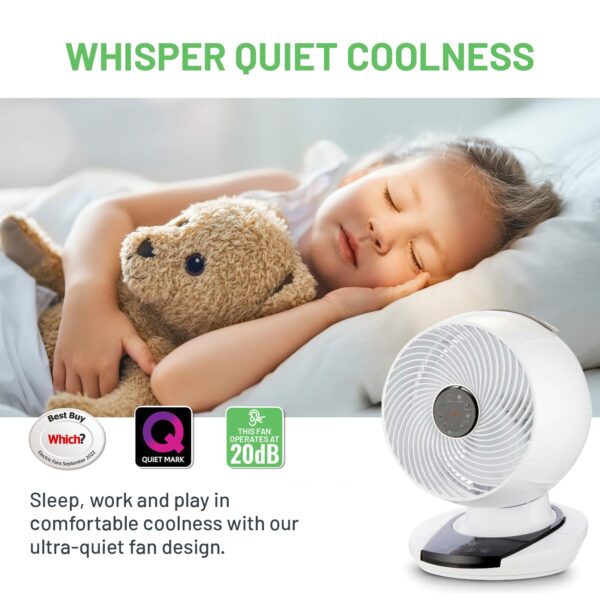 Fan Air Circulator - Powerful, Energy Efficient, Low Energy, Quiet cooling desk fan for bedroom, home and office, Oscillating, Remote Controlled