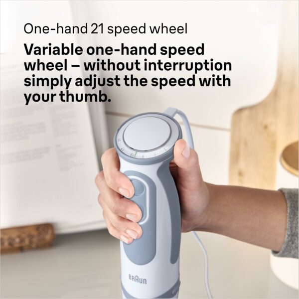 Braun MultiQuick 5 Vario MQ5235 Hand Blender, Sauce Mixer, BPA-Free Plastic Beaker - White/Grey