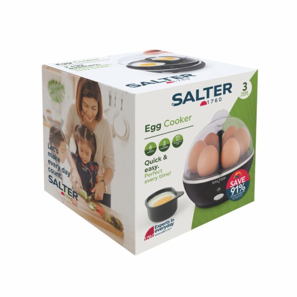 Salter Electric Multi Egg Cooker - 6 Egg Capacity Boiler, Great For Soft Dippy, Hard & Poached Eggs, Includes Measuring Cup, Removable Egg Rack and 2 Poaching Trays, Easy Clean, Compact, 430W