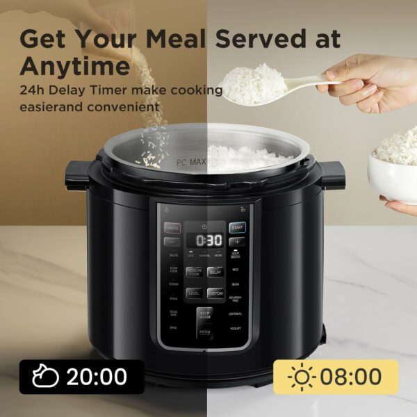Midea Pressure Cooker 6L, 70% Faster 13 Presets, Recipes on line, 9-in-1 Multi Cooker(Yogurt Maker, Rice Cooker, Slow Cooker, Sauté, Steamer,etc.) Stainless Steels Inner Pot Non-Stick Dishwasher Safe