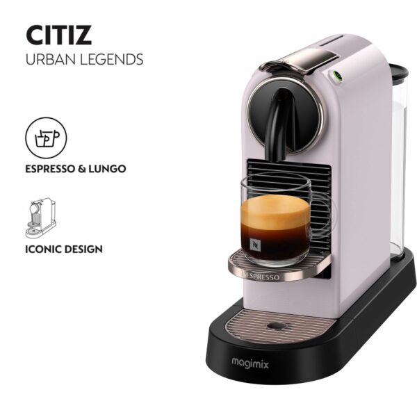 Nespresso CitiZ EN167.P Capsule Coffee Machine, Single-Serve Pod Coffee Machine, Compact Design, 19 Bar Pressure, 2 Cup Sizes, Welcome Set Included, Pink