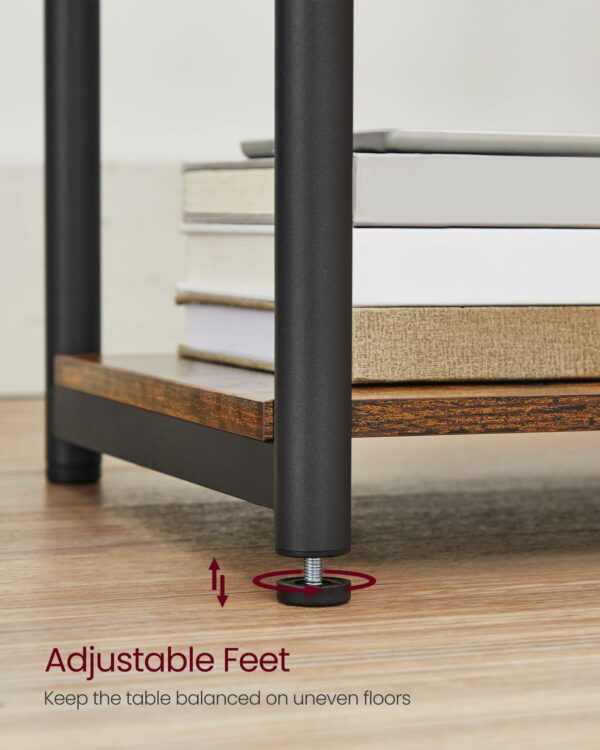 Vasagle Slim Side Table with Charging Station, Narrow Bedside Table with 2 AC Outlets 2 USB Outlets