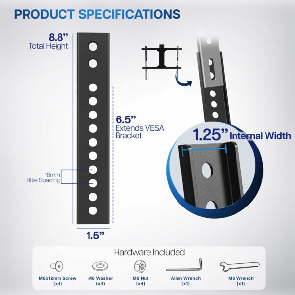 VIVO Vertical VESA Extender Plate Bracket Kit Designed for Low VESA Pattern TV’s, Fits TV Ceiling Mounts, 2 Brackets, Black, MOUNT-AD165
