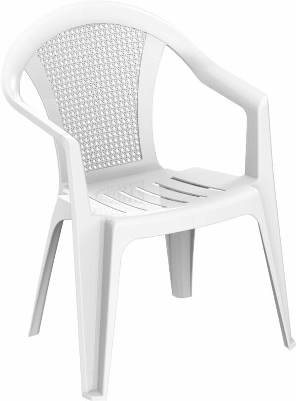 Duramax Bamboo Plastic Armrest, Indoor & Outdoor Chairs – Garden, Patio, Dining, Home & Party, Sturdy & Durable, Weatherproof & Stackable Chairs, White