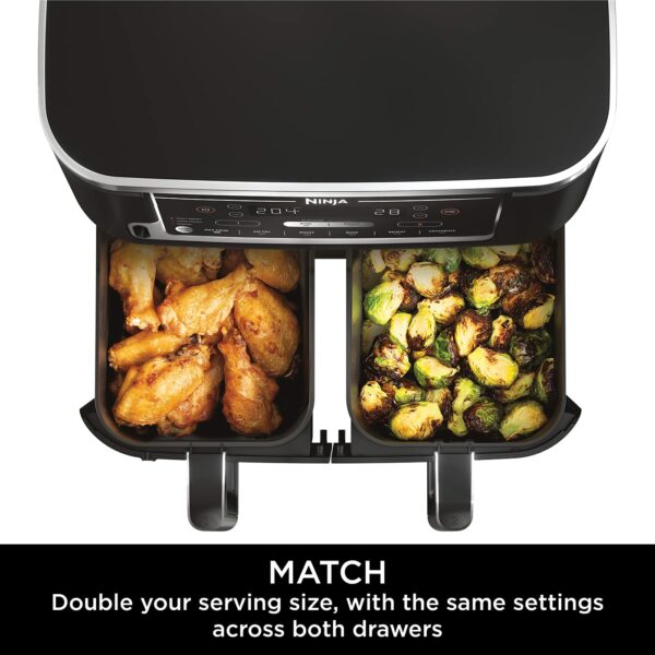 Ninja Foodi MAX Dual Zone Digital Air Fryer, Smart Cook System, 2 Drawers, 9.5L, 6-in-1, Digital Probe, Air Fry